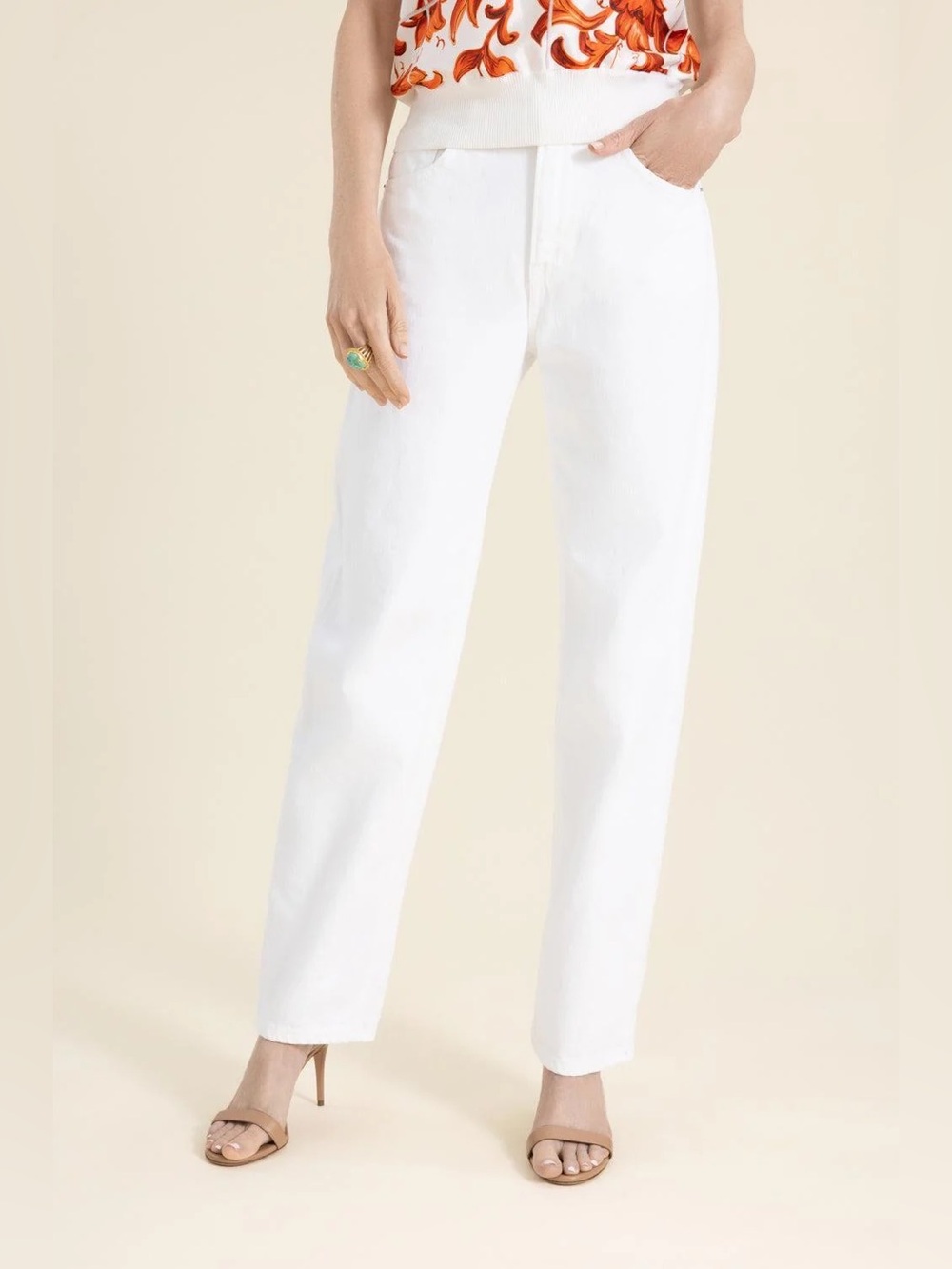 Veronica Beard Leah Mid Rise Straight Leg White Waist 32 nwt